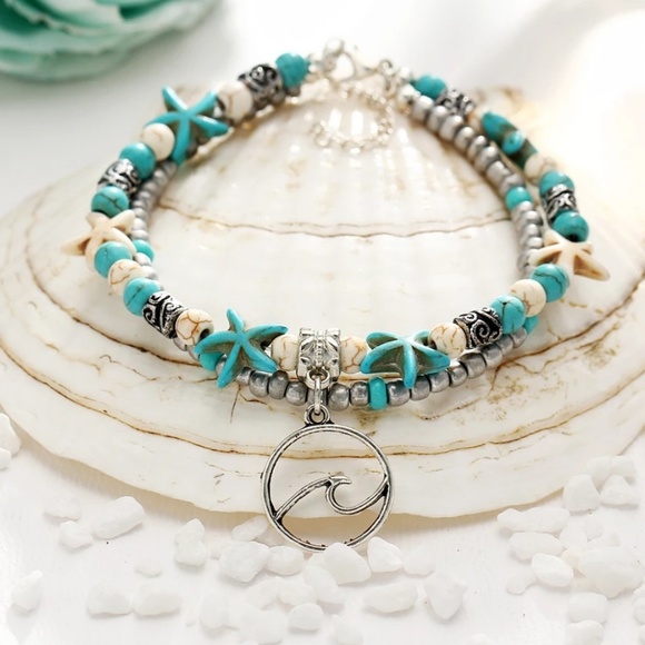 🔹️Ocean Wave & Starfish Bracelet/Anklet - Picture 4 of 6